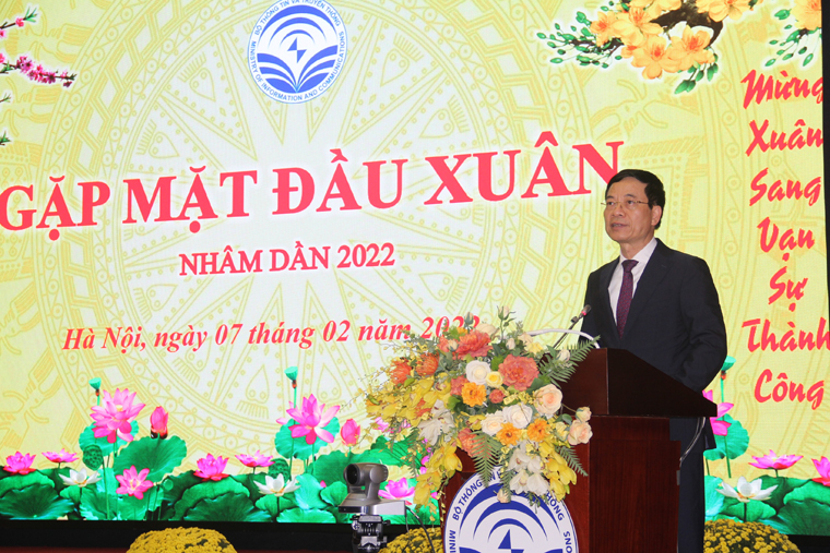 Bộ trưởng Nguyễn Mạnh Hùng phát biểu chúc Tết Nhâm Dần 2022